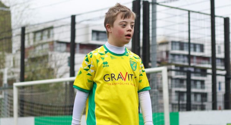 A player in our downs syndrome football session