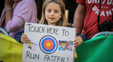 Thousands of spectators cheered on the runners