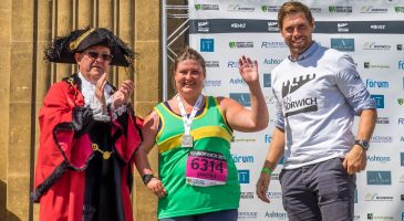 Sandra Acton with Grant Holt and the mayor