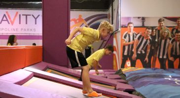 Two boys at Gravity on trampolines