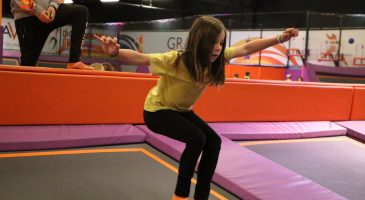 A girl on a trampoline at Gravity