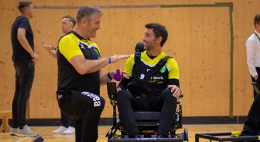 Powerchair football team Darren Hunter Simon Lappin 