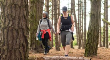 Walkers in the woods at Holkham on the Coastal Walk Challenge