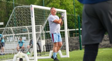 A goalkeeper in action