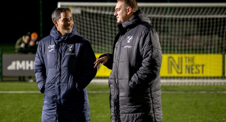 Ian Thornton gives Norwich City Head Coach David Wagner a tour of The Nest