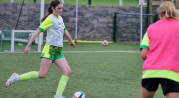 Girls playing football at The Nest, Norwich