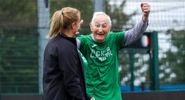 Older gentleman celebrating and smiling