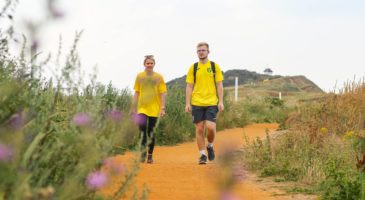 Two people walking