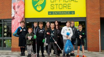 Boys outside Carrow Road