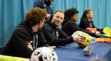 Sargent, Barnes, McCallum and Lungi sign merchandise for Norwich fans