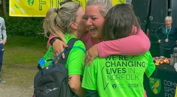 People having a hug at the end of the challenge