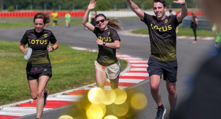 three people running