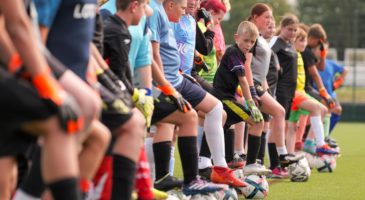 Young goalkeepers lined up