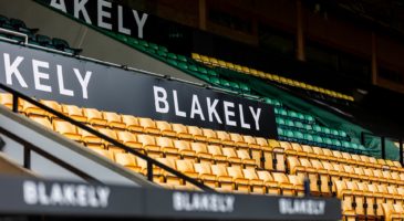 blakely branding in the football stadium