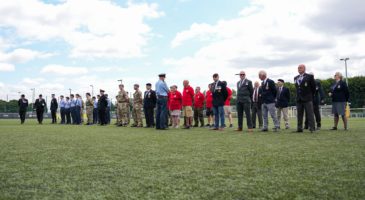 military parade on football pitch