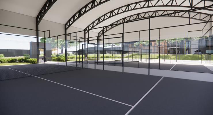 artist impression inside the two covered padel courts