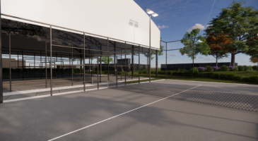 artist impression on the open air padel court