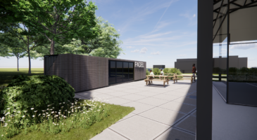 artist impression of the external view of the changing rooms