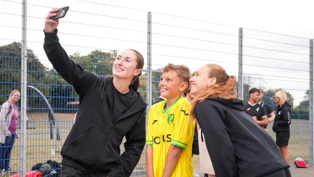 Norwich City Women's players meeting young players