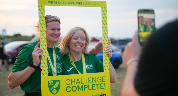 two women with challenge complete sign 