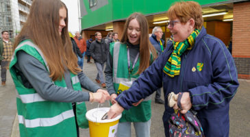Woman making donation