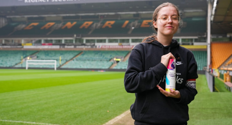 Skye with her award at Carrow Road