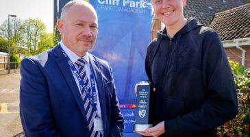 Mr H French Principal at Cliff Park Ormiston Academy with and Freya Symonds