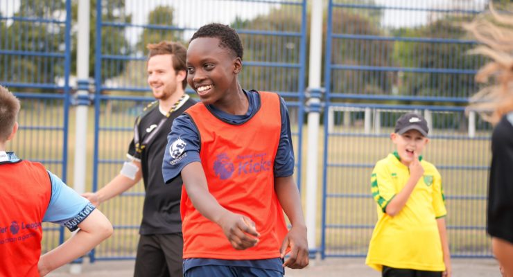 Coaching at a Premier League Kicks session in Mile Cross