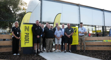 Jackie Thornton and Ian Thornton OBE of Norwich City Community Sports Foundation celebrate officially opening Padel launch at The Nest with key partners who supported the initiative.