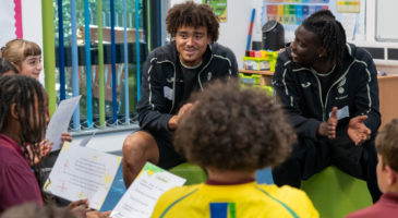 Norwich City players support EFL Together Against Racism campaign at St Michael’s Junior School